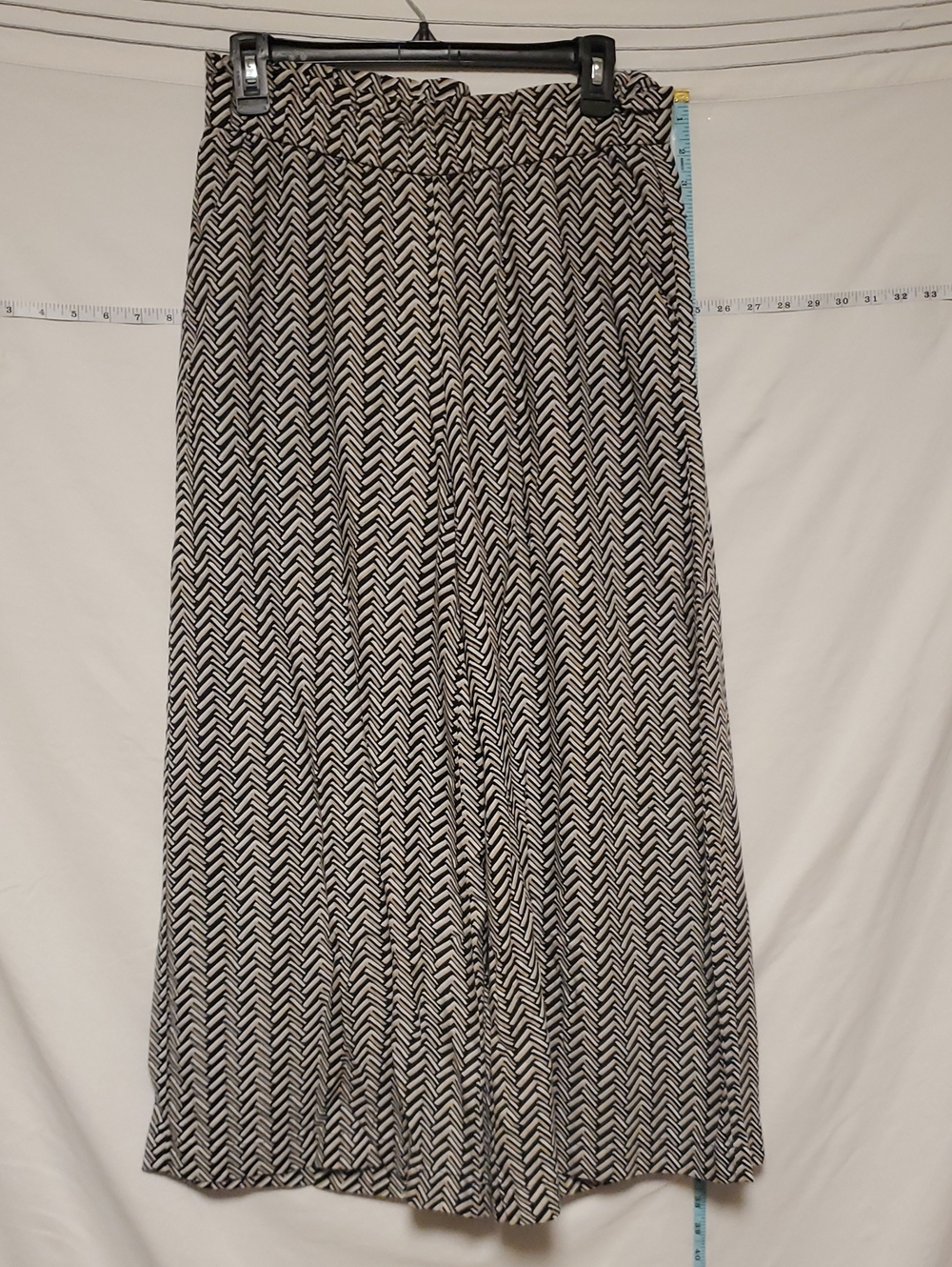 Loft Womens Chevron Striped Wide Leg Linen Blend Pull On Pants Sm Neutral